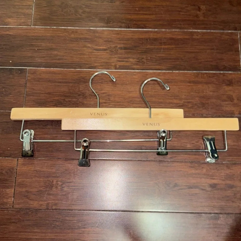 4 Pack - Wooden Hangers - Great Condition - Light Wood / Silver Pant Hanger
